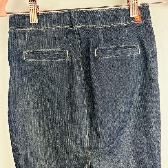 7 For All Mankind Denim Blue Knee-Length Pencil Ruffle Skirt Size 25 - Picture 5 of 9